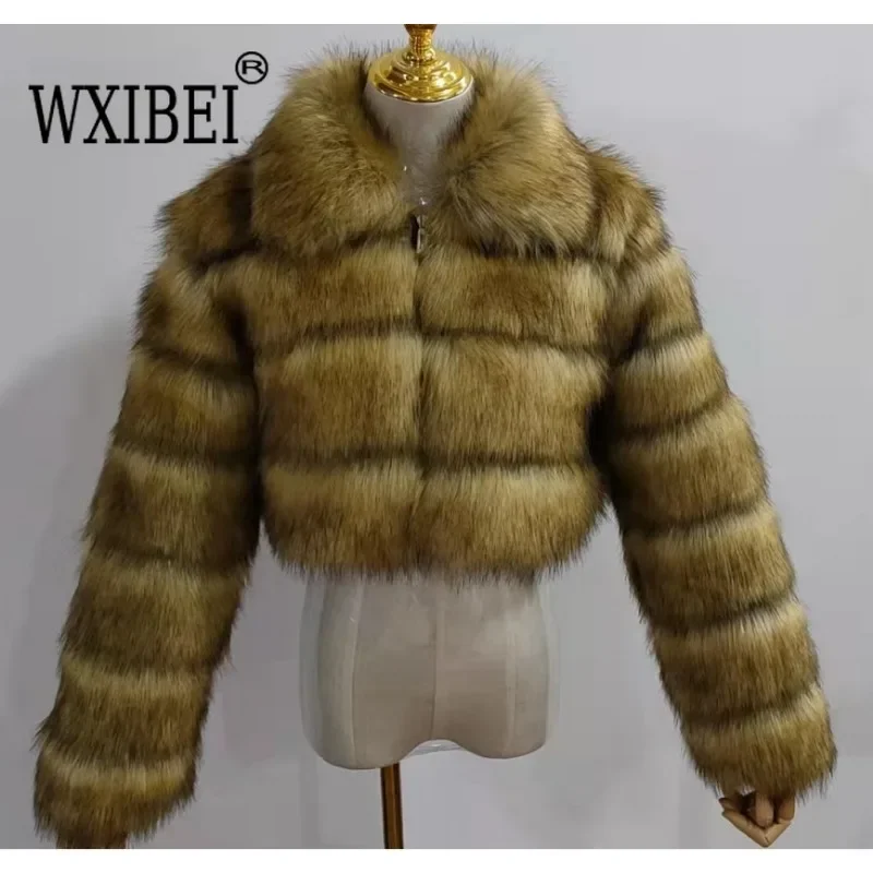 Casual White Black Fluffy Fall Winter Faux Fur Coat Women Short Jacket Long Sleeve Cropped Puffer Fur Jacket for Women Outwear