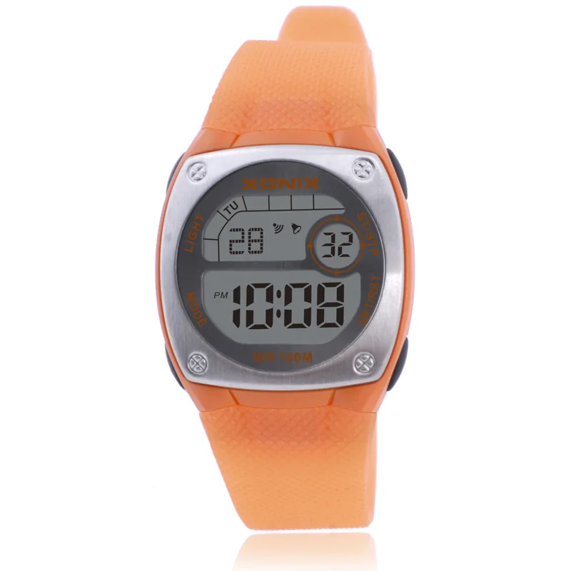 XONIX أزياء دقيقة بسيطة الرياح طالب فحص ساعة إلكترونية متعددة الوظائف مضيئة مقاوم للماء 100 متر ساعة ET