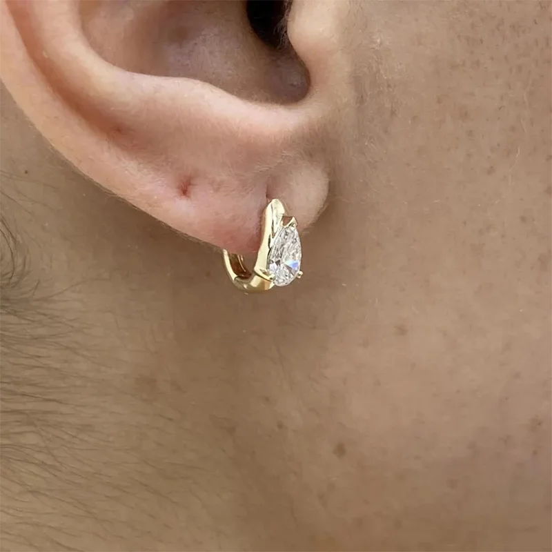 0.8ctw Pear Cut Diamond Earrings Sparkly DEF/VS VVS Lab Grown Diamond 14K /10K Gold Elegant Design Design Earrings - view 2
