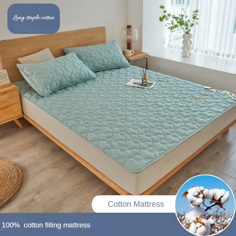 

100% Cotton Mattress Solid Color Household Non Slip Bed Pad Bedding Tatami Floor Mat Queen King Size Foldable Mattress 120x200cm