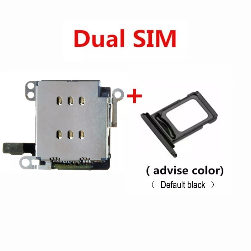 1Set Dual Sim Card Reader Connector Flex Cable + Tray Slot Holder For iPhone 15 14 Plus 13 12 11 Pro MAX XR Socket Adapter Parts