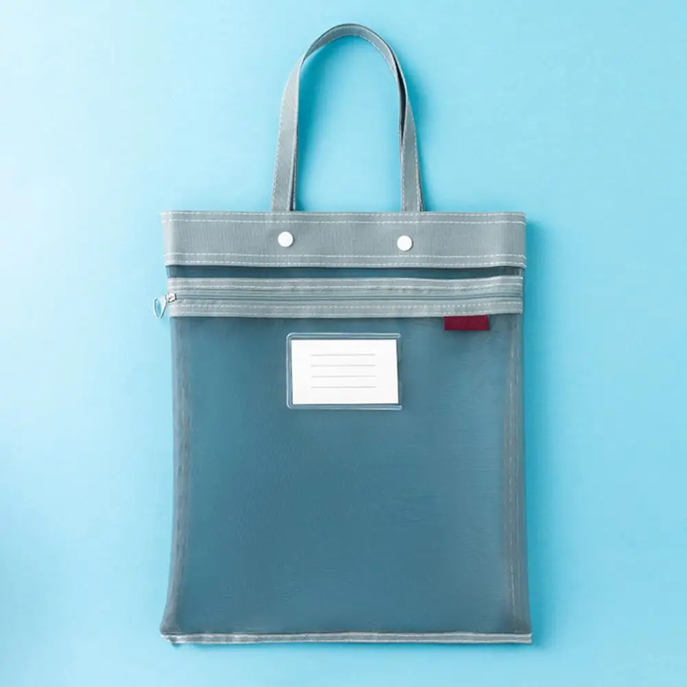 Organizador de archivos de capacidad, bolsa con cremallera de malla de doble capa con asa para suministros escolares de oficina para viajes y transporte