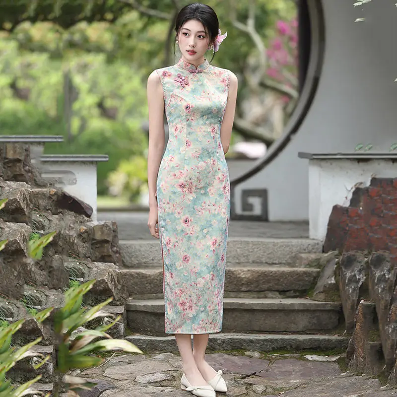 

Sleeveless Daily New Chinese Style Suzhou Long Cheongsam Improved Young Style 2026 New Female Spring Summer Qipao Dress