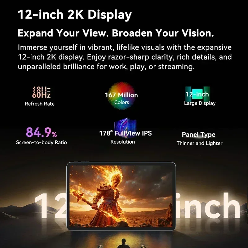 2025 New Blackview MEGA 2 Tablets 12 inch 2K Display 8GB/12GB 256GB  Unisoc T615 Android 15 9000mAh Battery Widevine L1 Pad PC