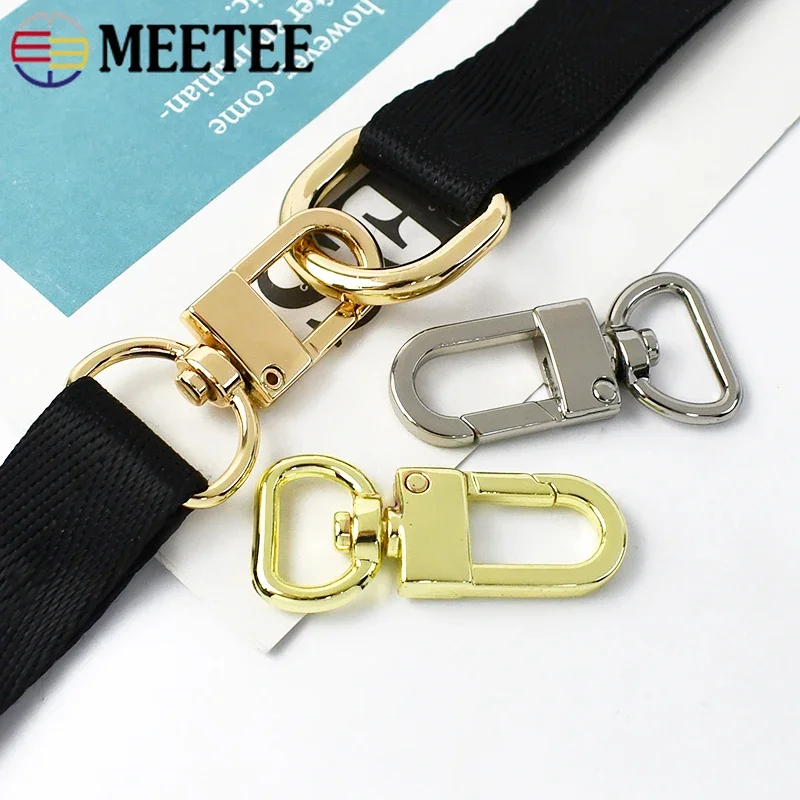 5/10Pcs Meetee 13/16/19mm Metal D Tail Buckle for Bag Strap Handbag Swivel Lobster Clasp KeyChain Snap Hook Hardware Accessories