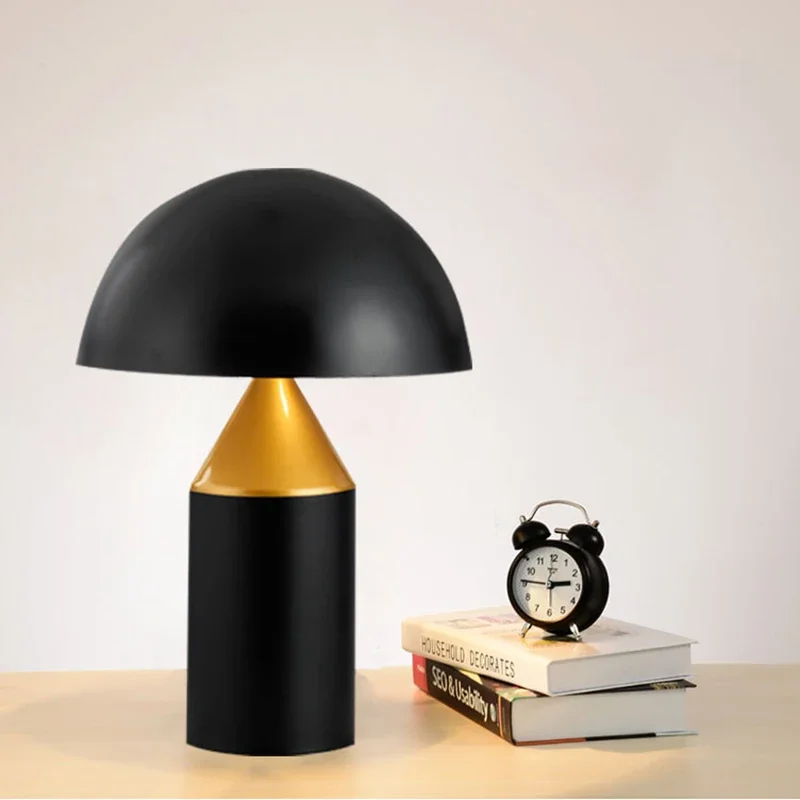 Imagem -02 - Nórdico Led Mushroom Lampshade Abajur de Mesa Lâmpada de Mesa Quarto Sala de Jantar Cabeceira Branco Preto Ouro Mesa