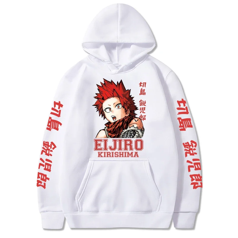 Anime My Hero Academia Hoodies Men Eijiro Kirishima Harajuku Hooded Sweatshirt Y2K Casual Hip Hop Streetwear Pullover Shirt Tops