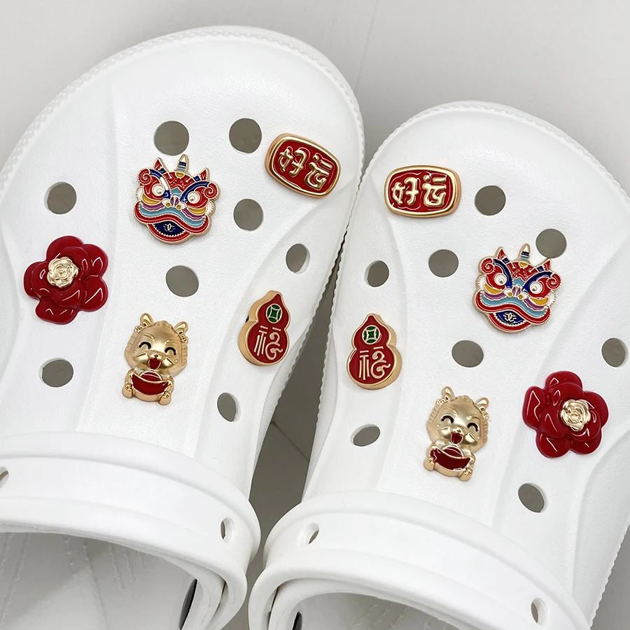 

10pcs Lucky Lion Dance Good Luck Charms Detachable Shoes Decorations Pins Suitable For Clogs Garden Shoes Bag Hat Gift Idea