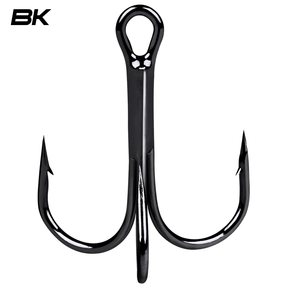 PROBEROS 20 PCS/Lot Black High Carbon Treble Hooks Super Sharp Solid Size 2#-14# Triple Barbed Steel Fish Hook Wholesale