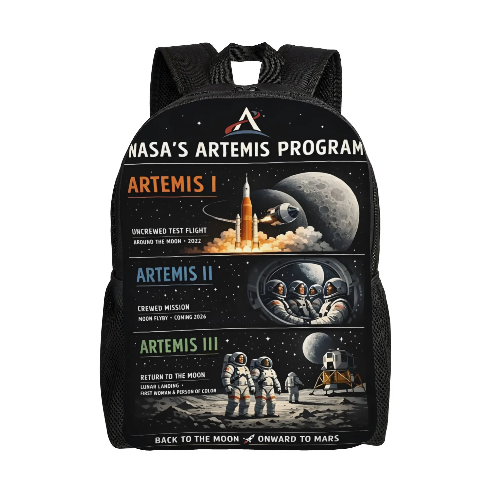 1Piece Lunar Exploration New School Year Storage Bag Artemis Moon Landing High School Students  Backpack