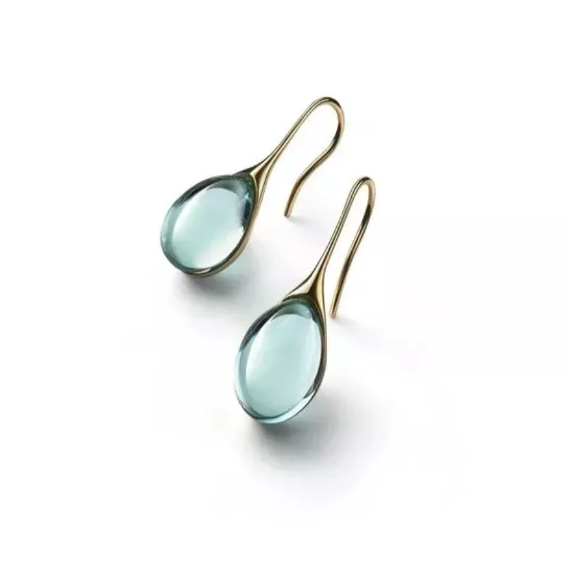 New color inlaid water drop glass stone earrings with exaggerated personality for women's jewelry