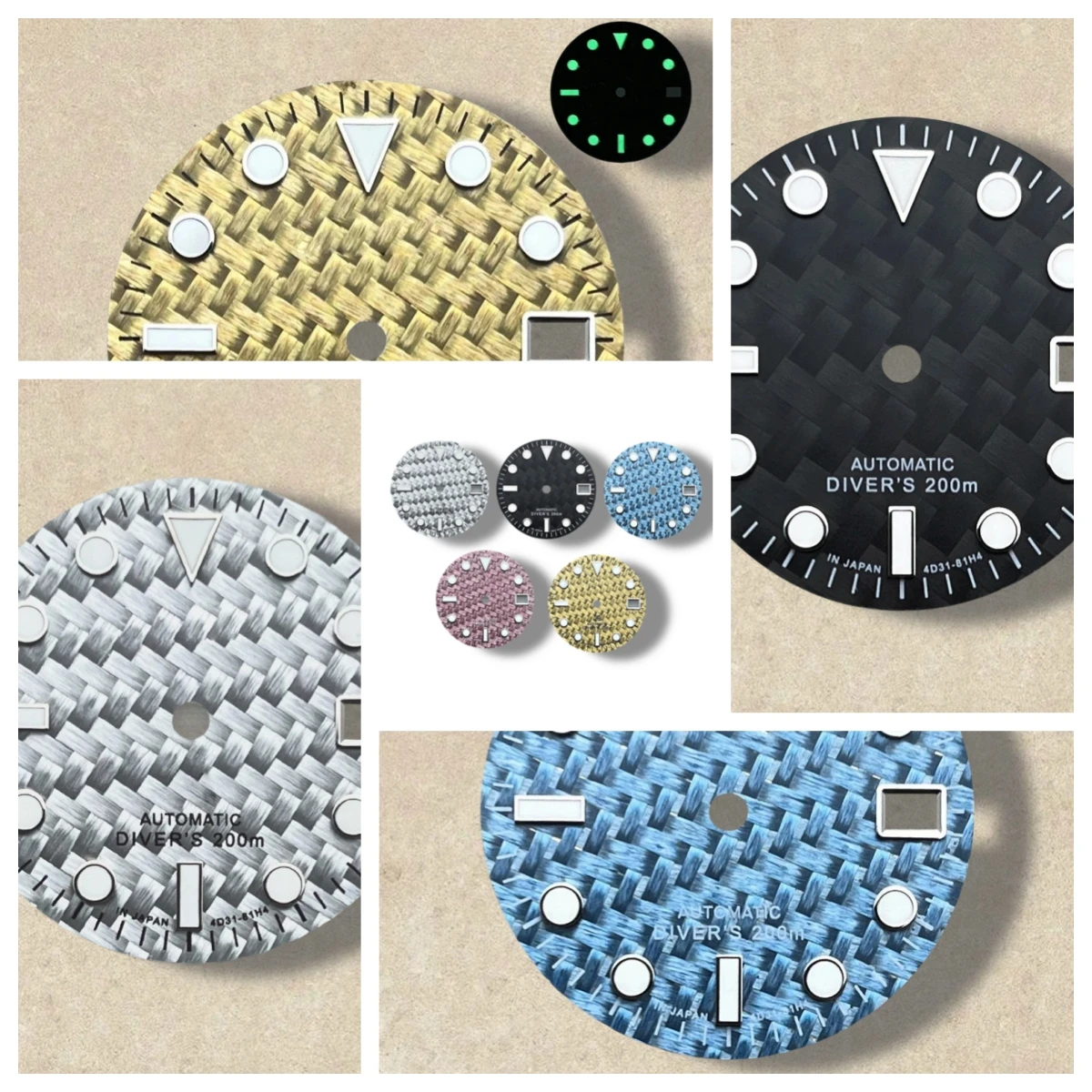 

28.5mm S Logo Carbon Fiber Dial Fit NH35/NH36/4R/7S Movement Green Luminous Diving High-Quality Watch Modification Accessories