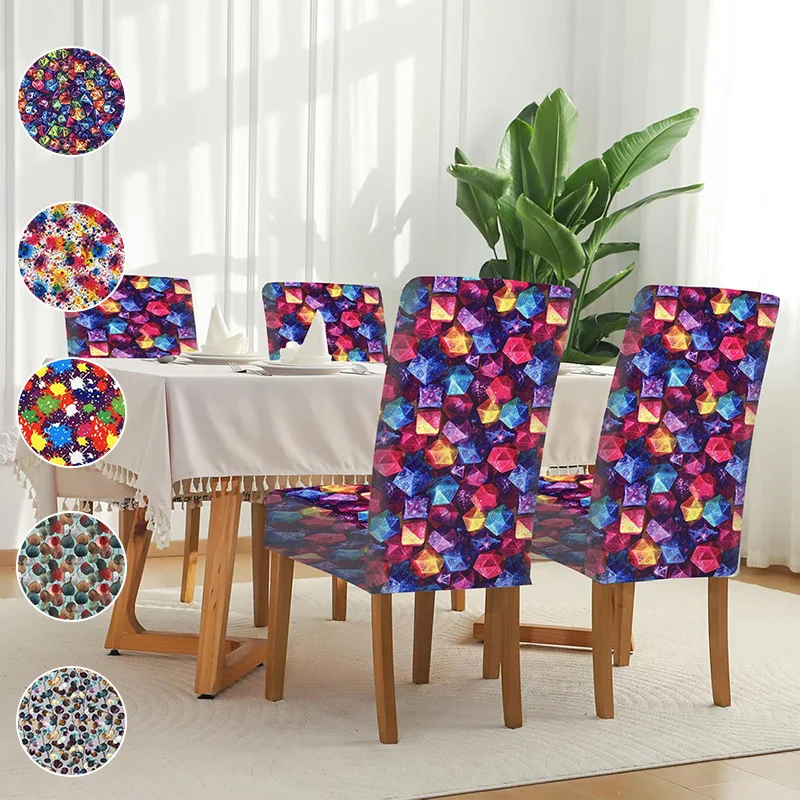 Stretch dining chair cover, dopamine stone sequin pattern, detachable machine wash dining chair cover