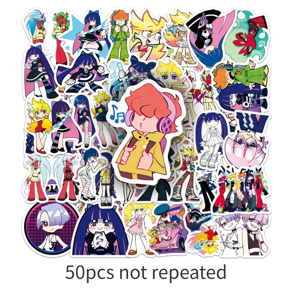 50PCS New Cartoon Anime Stickers Panty&Stocking with Garterbelt Punk Music, Thermos Cup Refrigerator Decoration Stickers Gift