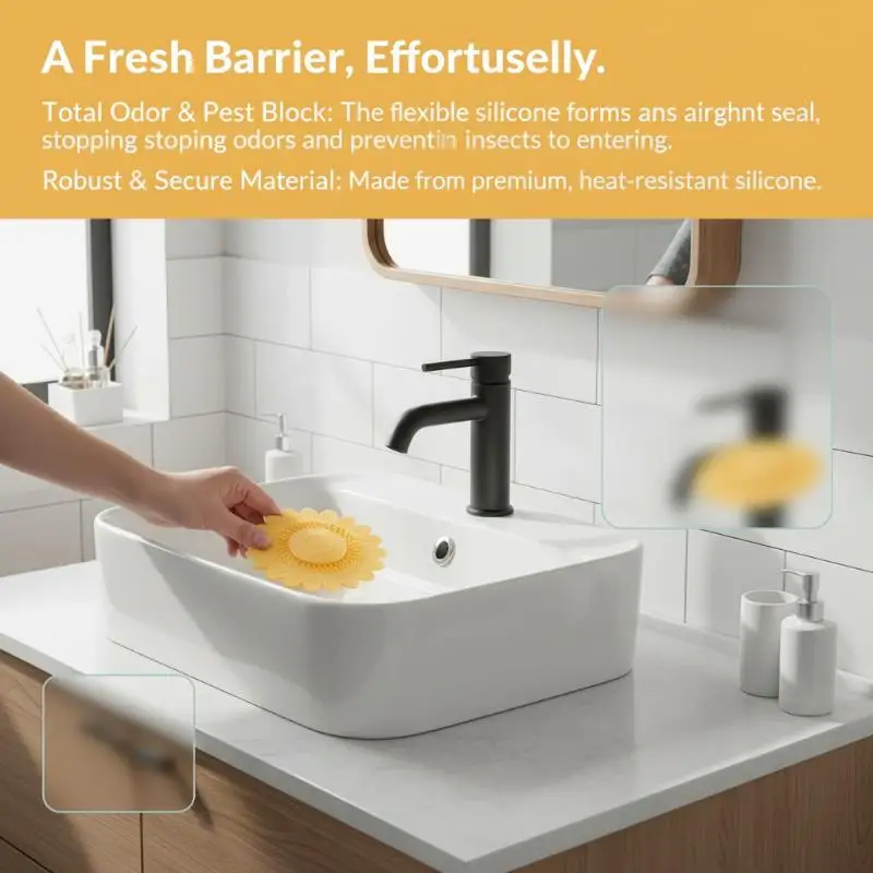 

1Pcs Flower Design Floor Drain Deodorant Filter Pad Sink Cover for Washbasin Odor Control Drain Accessory