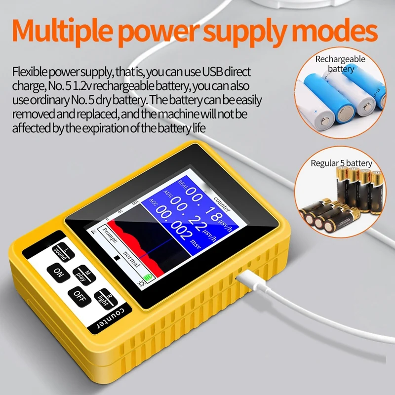 Geiger Counter Nuclear Radiation Detector ABS With LCD Display Screen Dosimeter Detectors Beta Gamma X-Ray Tester Portable