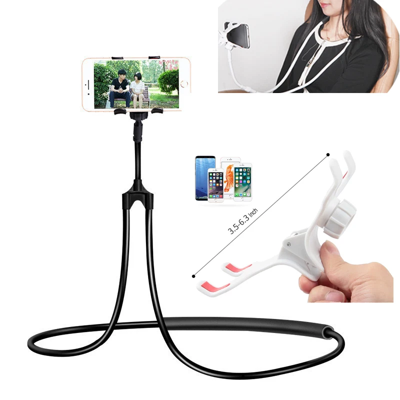 Universal Mobile Phone Holder Hanging Neck Lazy Cellphone Mount Accessories Adjustable 360 Degree Phones Holder Stand For iPhone