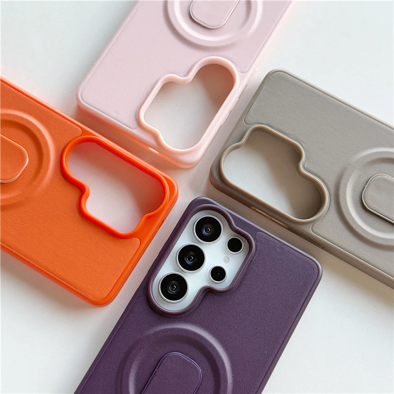 Luxury Leather Card Slot Holder Bracket Magnetic For Magsafe