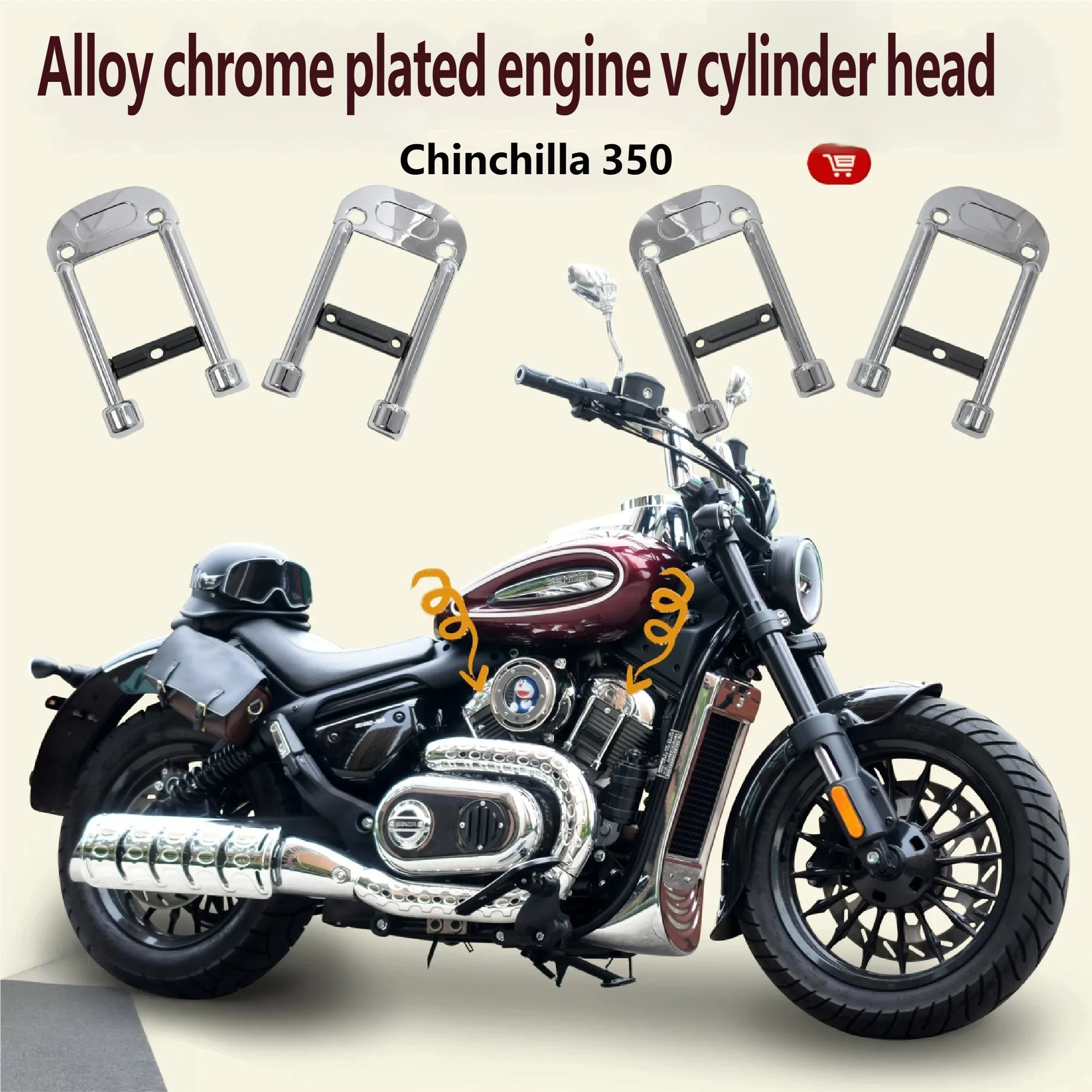 Fit Benda Chinchilla 350 Motorcycle V Engine Chrome Plated Side Panel Set Decoration Guard Modified Parts