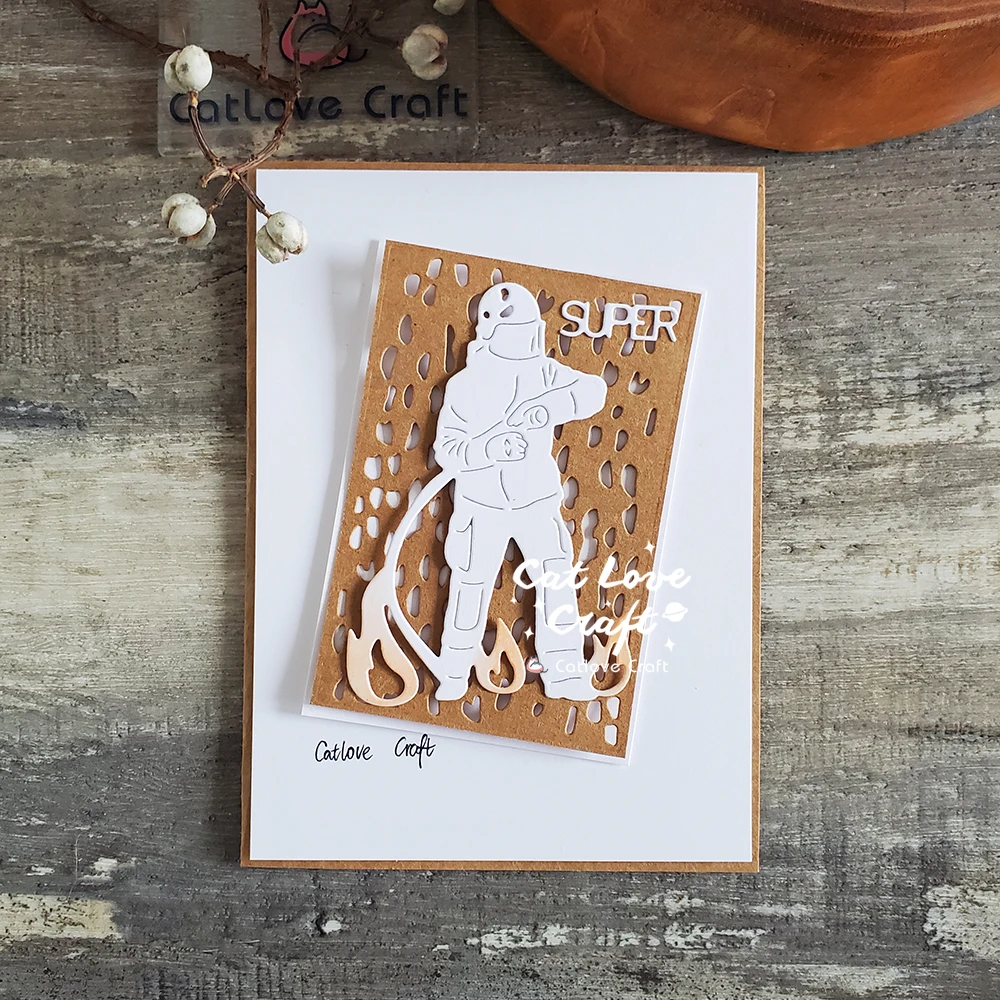 Catlove Firemen Firefighter Metal Cutting Dies Scrapbooking Mold Stencil Die Cuts Card Making DIY Craft Embossing New Dies For