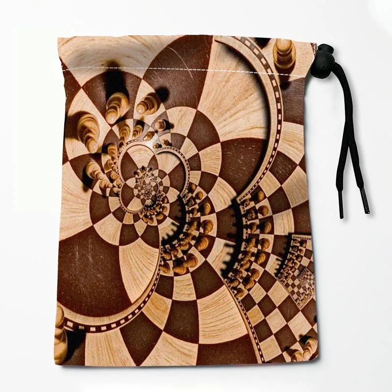 Chess Drawstring Bags Festive Accessories 25X32CM Peach Skin Fabric Resuable Storage Clothes Bag Tarot Bag