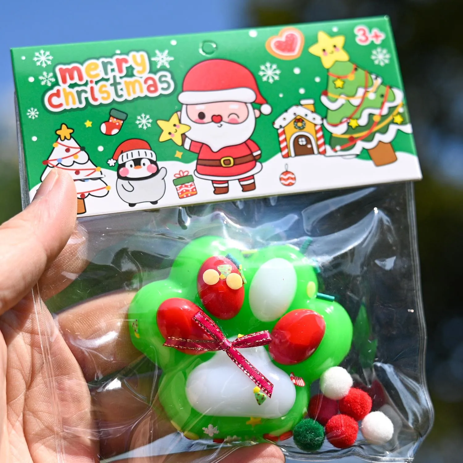 1 Uds. Juguetes relajantes suaves y pegajosos para aliviar el estrés, bonitos juguetes navideños para apretar con forma de pata de gato, descompresión y pellizco, juguete para regalo