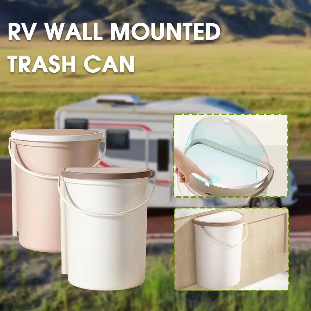 10L سلة المهملات سلة المهملات مع غطاء ل RV قوارب التخييم متنقل مريحة للتثبيت على الأبواب أو الجدران قمامة السيارة #1