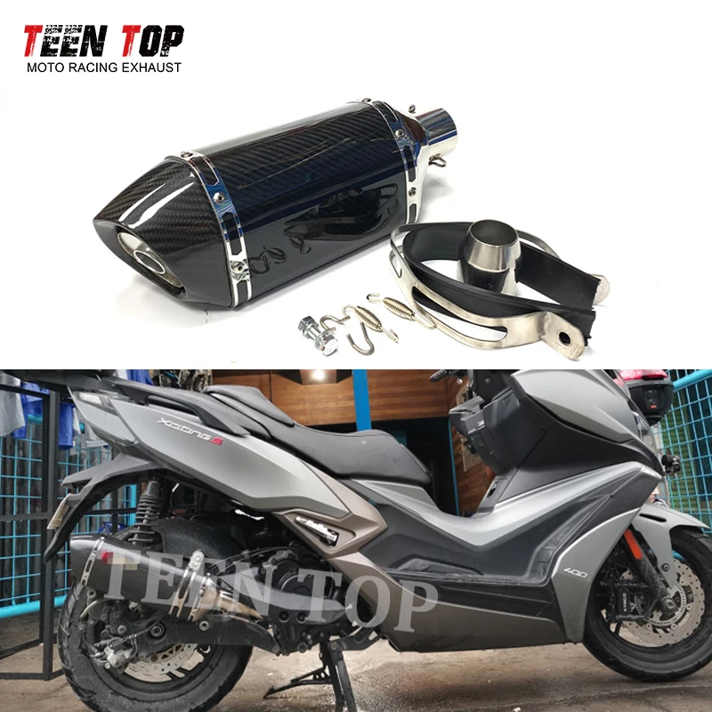 Real Carbon Fiber Exhaust with DB Killer 370mm Universal Motorcycle Exhust System For KTM Duke390 Duke 690 Duke 790 890DV Elbow