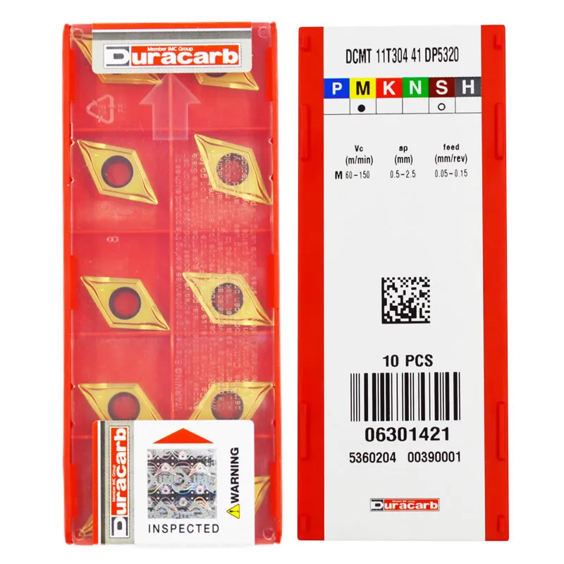 Duracarb Cnc Carbide Turning Inserções Original Dcmt Dcmt070204 Dcmt11t304 Dcmt11t308 41 51 52 Dc9015 Dc9025 Dc610 10 Pcs