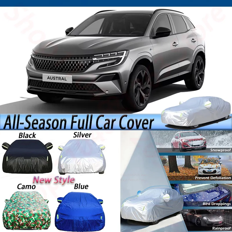 

Full Car Cover For Renault Austral 2022-2025 Black Sun Shade Rain Snow Scratch Prevent Anti UV Auto Cover Waterproof