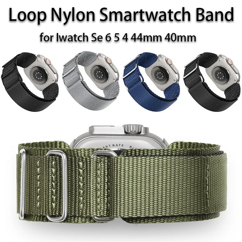 

Нейлоновый ремешок с петлей для Apple Watch Ultra/2 49 мм 9 8 7 45/41 мм Регулируемый ремешок для Iwatch 6 5 4 3 2 SE 44/40 мм 42 мм Спортивные браслеты