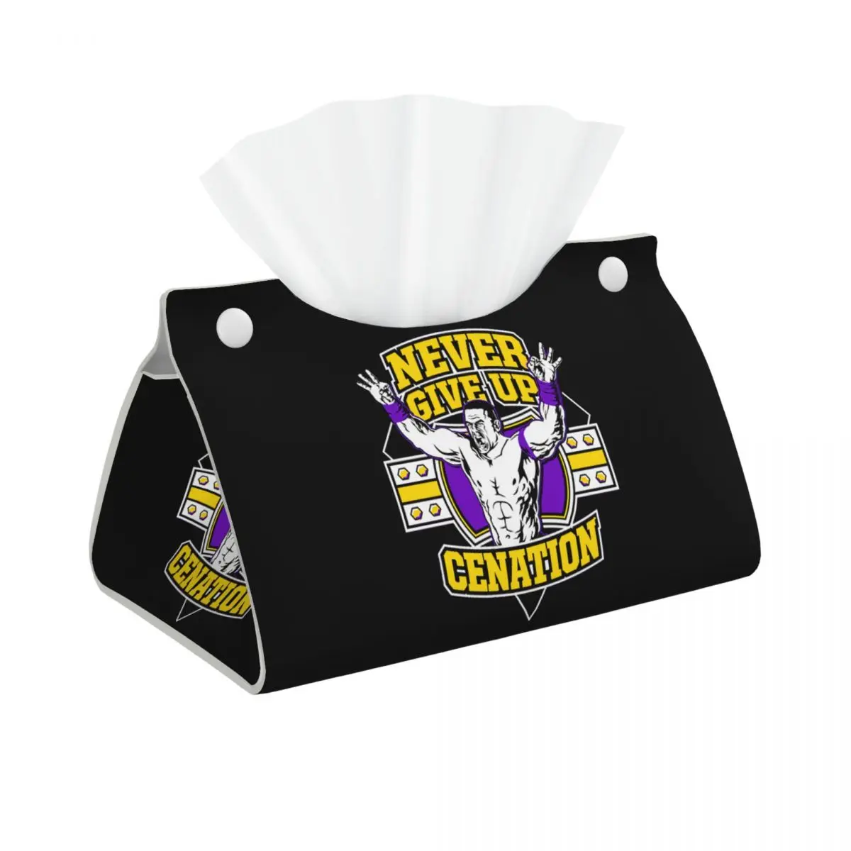 Custom WWE John Cena Facial Tissue Box Cover Rectangular Never Give Up PU Leather Tissue Box Holder for Car Toilet