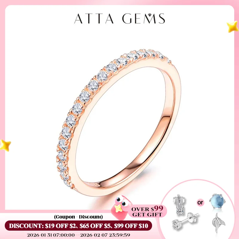 ATTAGEMS-Bague plaquée or rose 18 carats pour filles, test de réussite de diamant, ronde, excellente coupe, total 0,27 ct, moissanite, bijoux de cocktail