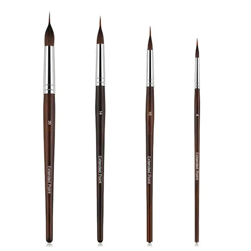 

B-Est Watercolor Brushes 4Pcs Extended Point Professional Synthetic Brushes Extra Long Pinhead For Fine Detailing