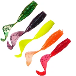 Wondersee 50PCS Soft Bait Worm Fishing Lure 25mm 30mm 35mm PVC Bionic Coiled Tail Moggot Grub Lure Wobblers Carp Swimbait