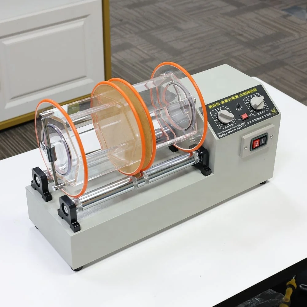 KT-1320 Rotary Drum Jewelry Polishing Machine Centrifugal Motion Principle Bidirectional Rotation Metal Surface Polishing
