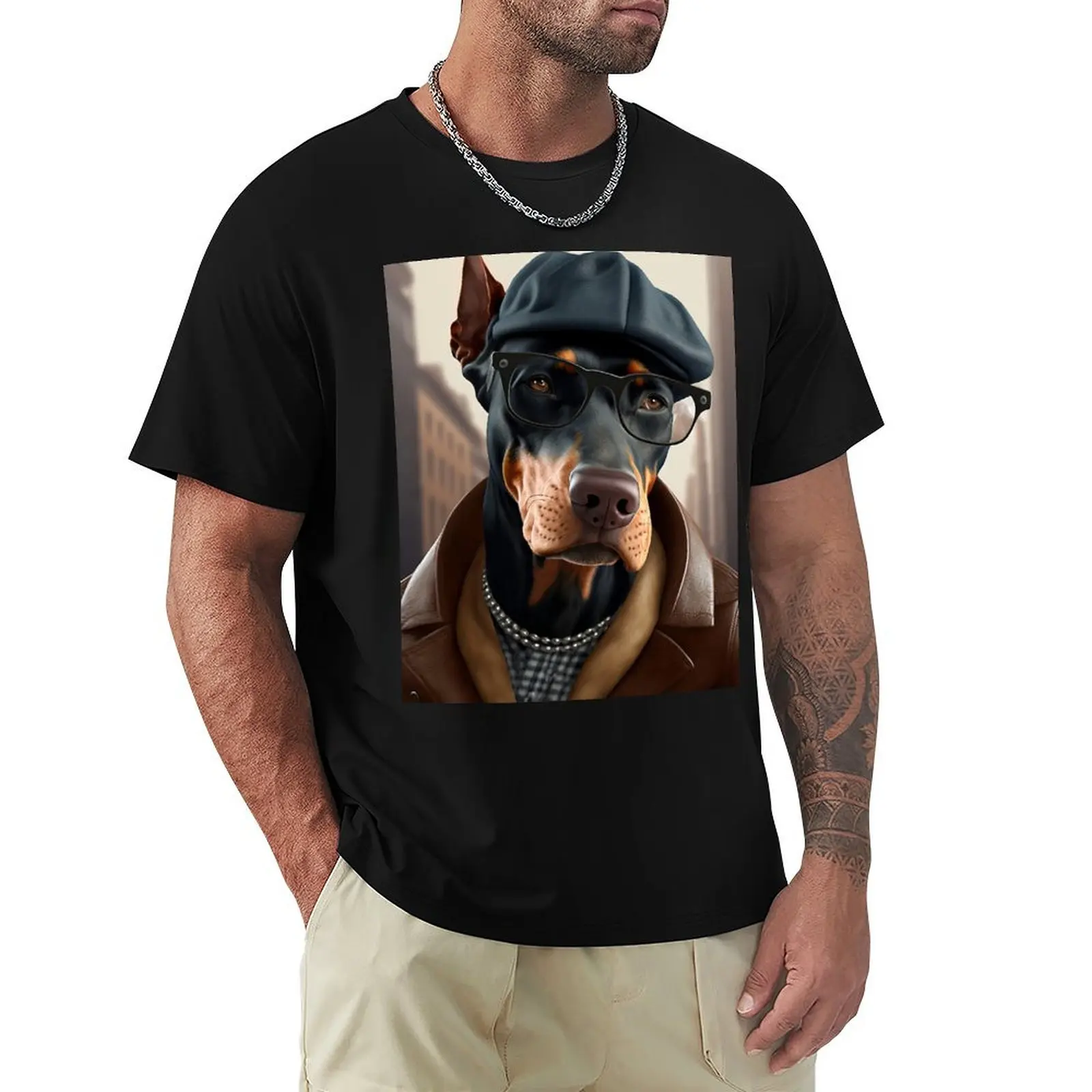 

Dobermann Hipster Dog T-Shirt summer shirt luxury clothing labubu luxury t-shirt mens t shirts pack