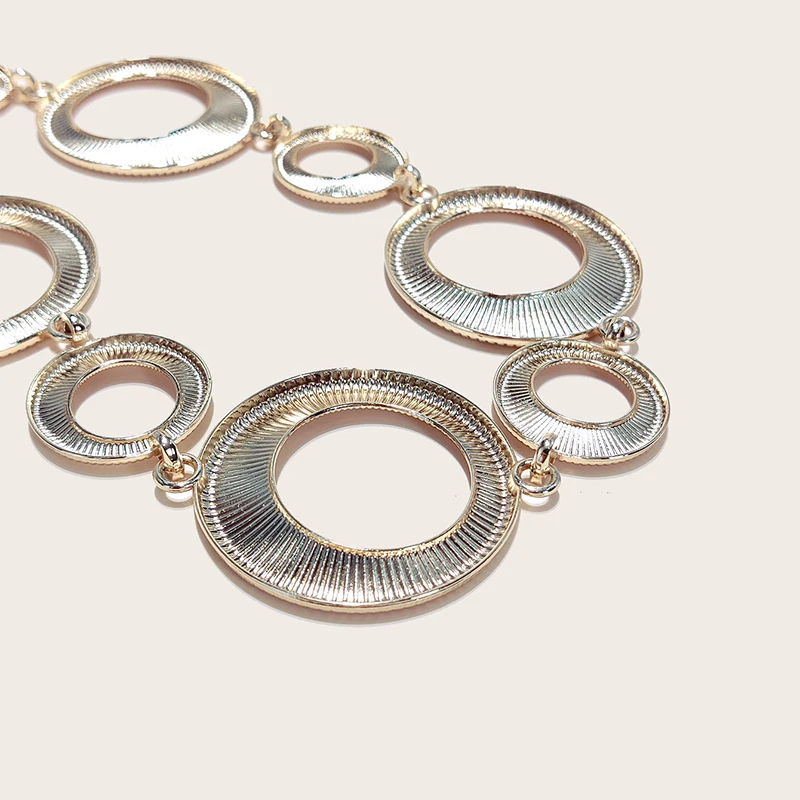 Модная металлическая женская поясная цепочка, регулируемая прочная ретро-круглая поясная цепочка, золото/серебро, резное круглое кольцо, длинный ремень-цепочка