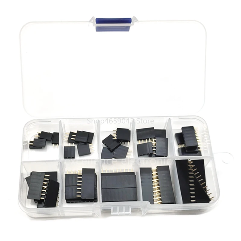 50pcs/box 2.54mm Pitch Straight Single Row PCB Board Female Straight Header Strip Socket Connector Kit