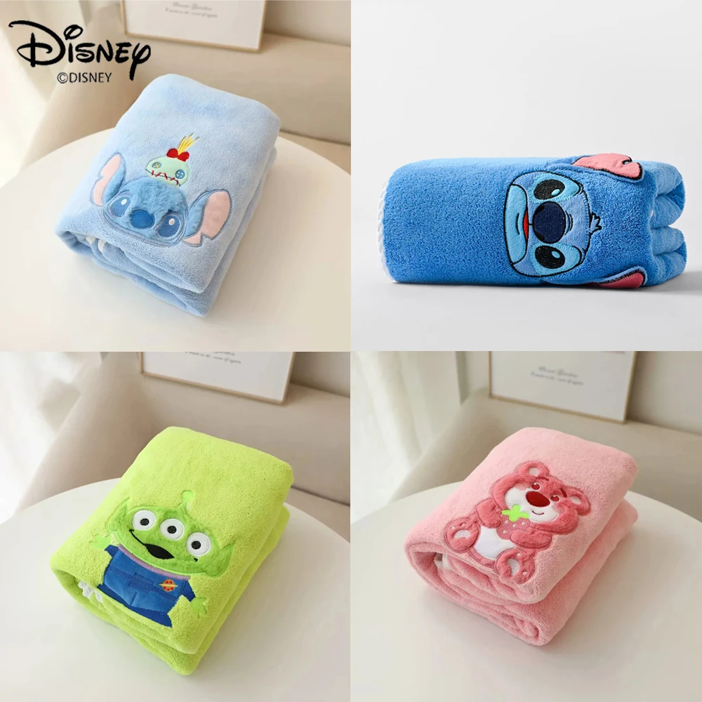 Disney Stitch Towel Bath Towel Anime Lilo Stitch Coral Velvet Bathe Washcloth Shawl Super Soft Cotton Absorb Water Baby Blanket