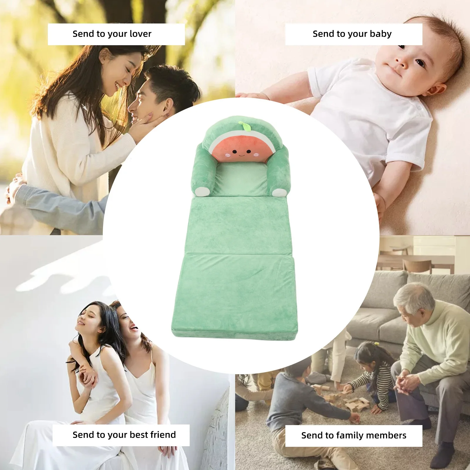 Cartoon Foldable Kids Sofa Kids Foldable Sofa Bed Humanize Washable Wide Armrest Comfortable for Living Room Children Foldable