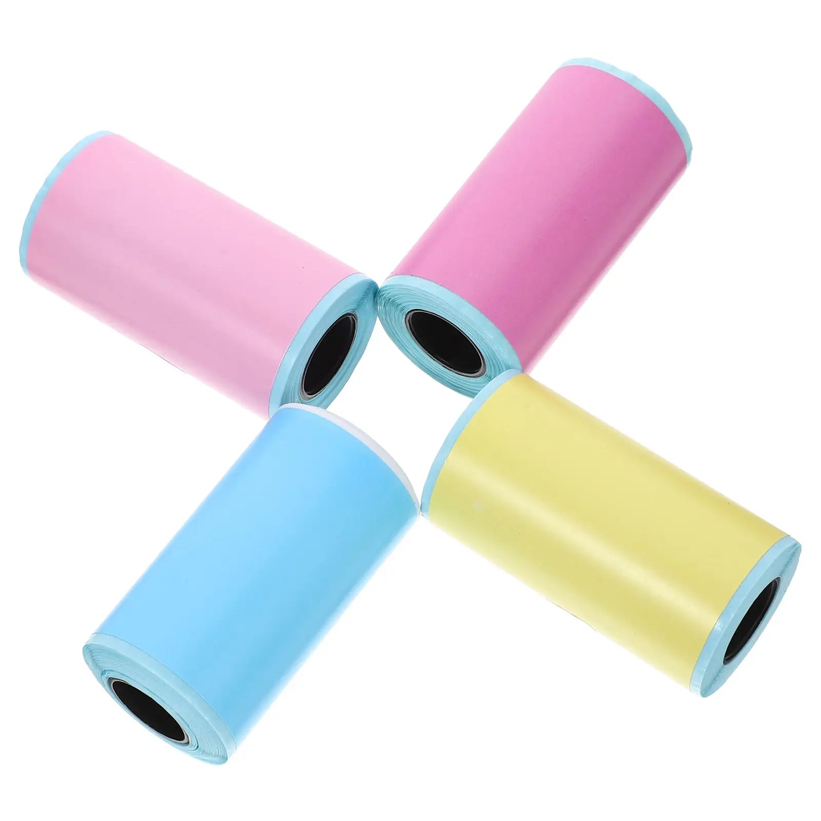 4 Rolls Thermal Photo Label Paper Self-adhesive Stickers Mini Printer Compatible Yellow Purple Photo Printing Labels