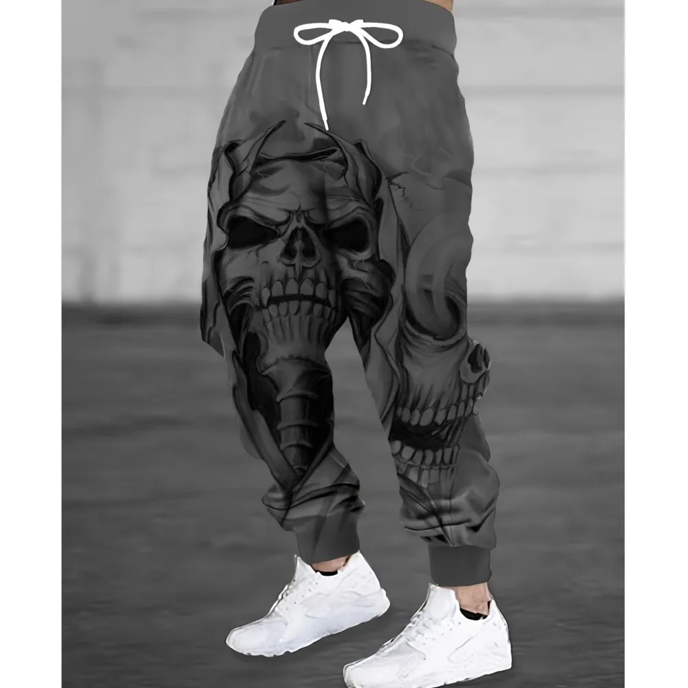 هالوين الرجال 2026 Sweatpants الجمجمة المطبوعة ركض سليم صالح السراويل عارضة صالة السراويل مع جيوب الخريف الشتاء الشارع الشهير #3