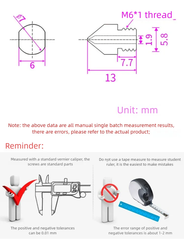 V6 Düse aus gehärtetem Stahl 0,2/0,4/0,6/0,8/1mm 1,75mm Filament M6 3D-Druckerdüse für Ender 3 Hotend Titan Extruder Prusa I3 MK3 – Detail 2
