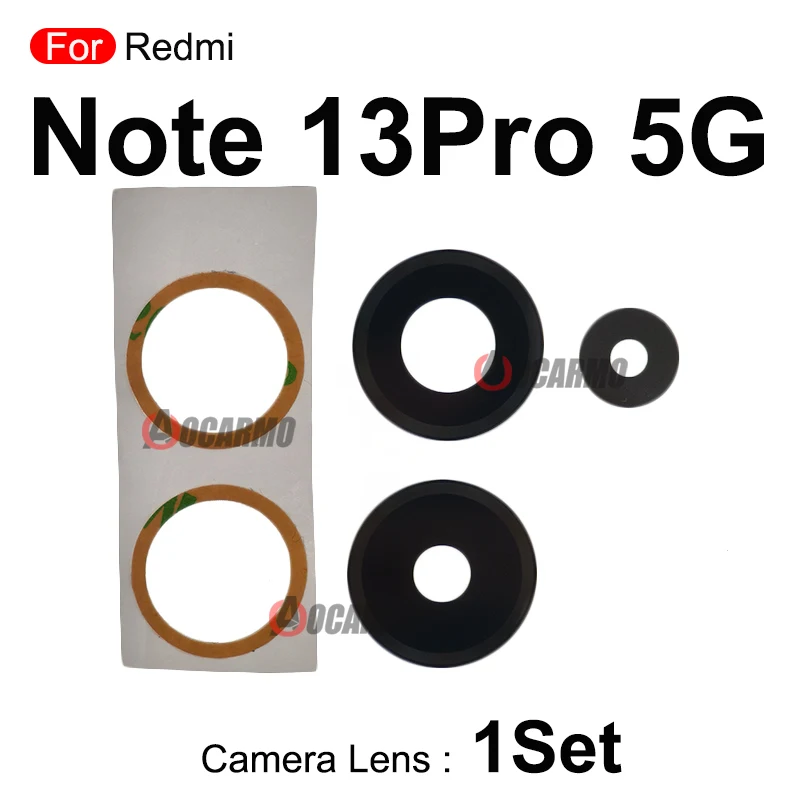 Lente de câmera traseira para redmi note 13pro 4g 5g, lente de vidro traseira com adesivo, peças de reposição para reparo