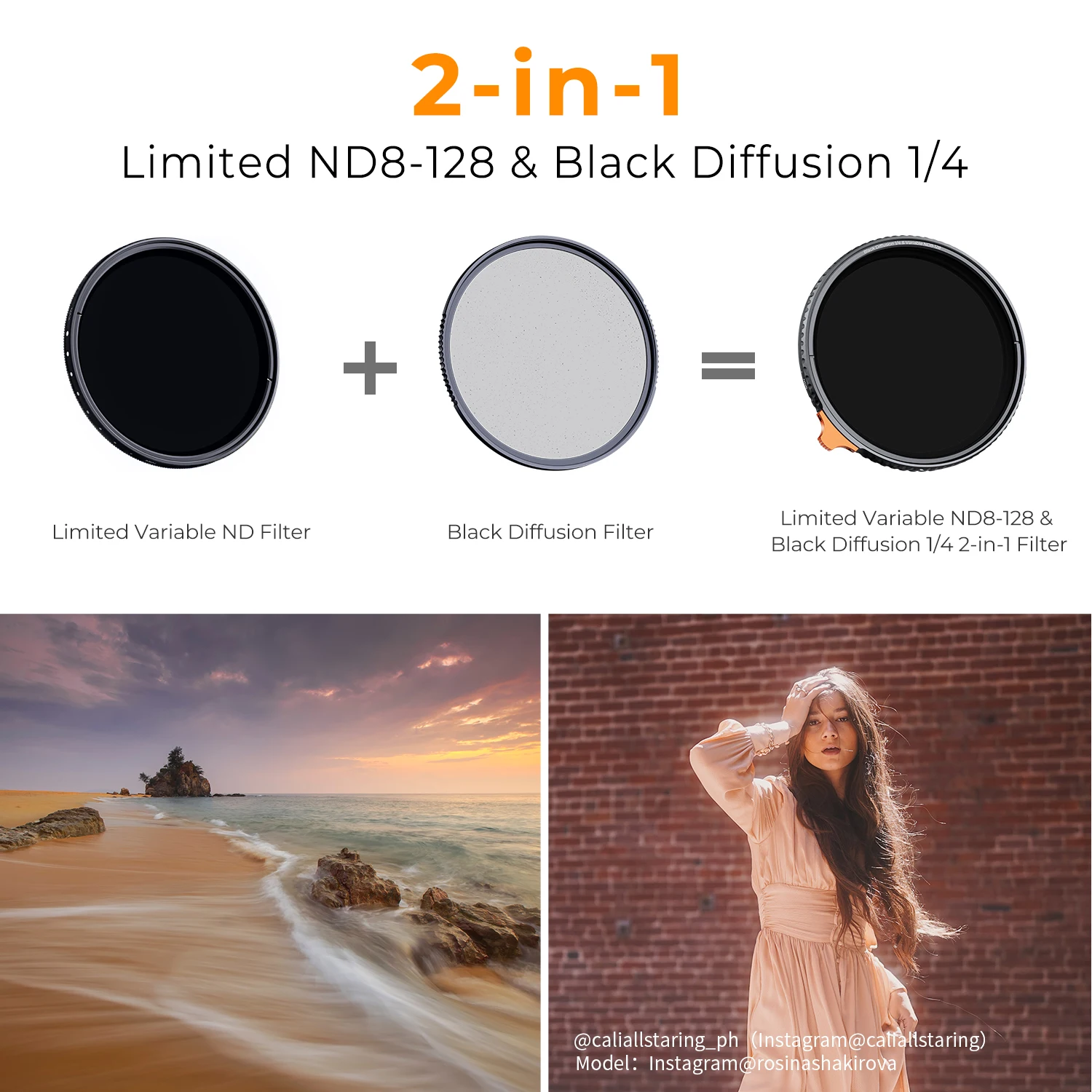 K&F CONCEPT Black Mist 1/4 ND8-128 Camera Lens 2 in 1 Filter 28-layer Variable ND Filter 49mm 52mm 55mm 58mm 62mm 67mm 77mm 82mm