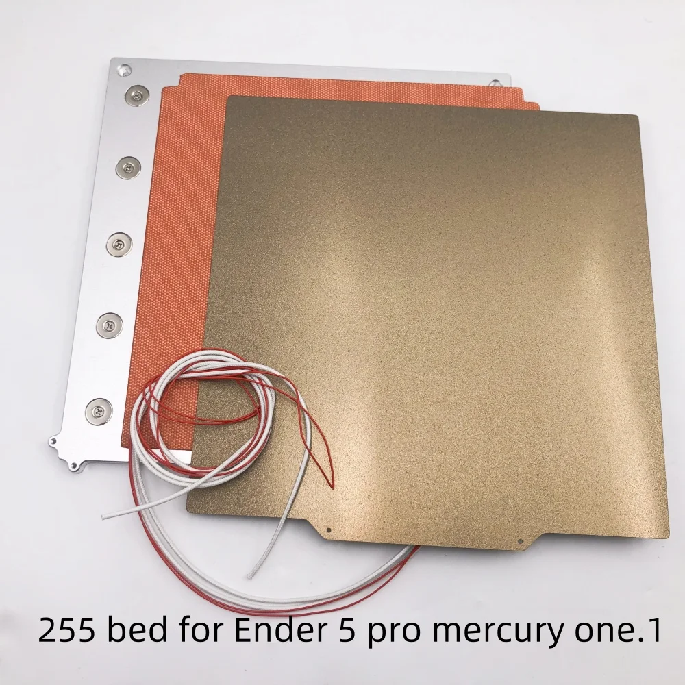 Funssor 255MM Mic6  Bed with high temperature magnets for Ender 5 pro mercury one.1 PEI Steel Sheet  Silicone Heat Bed for ZEROG