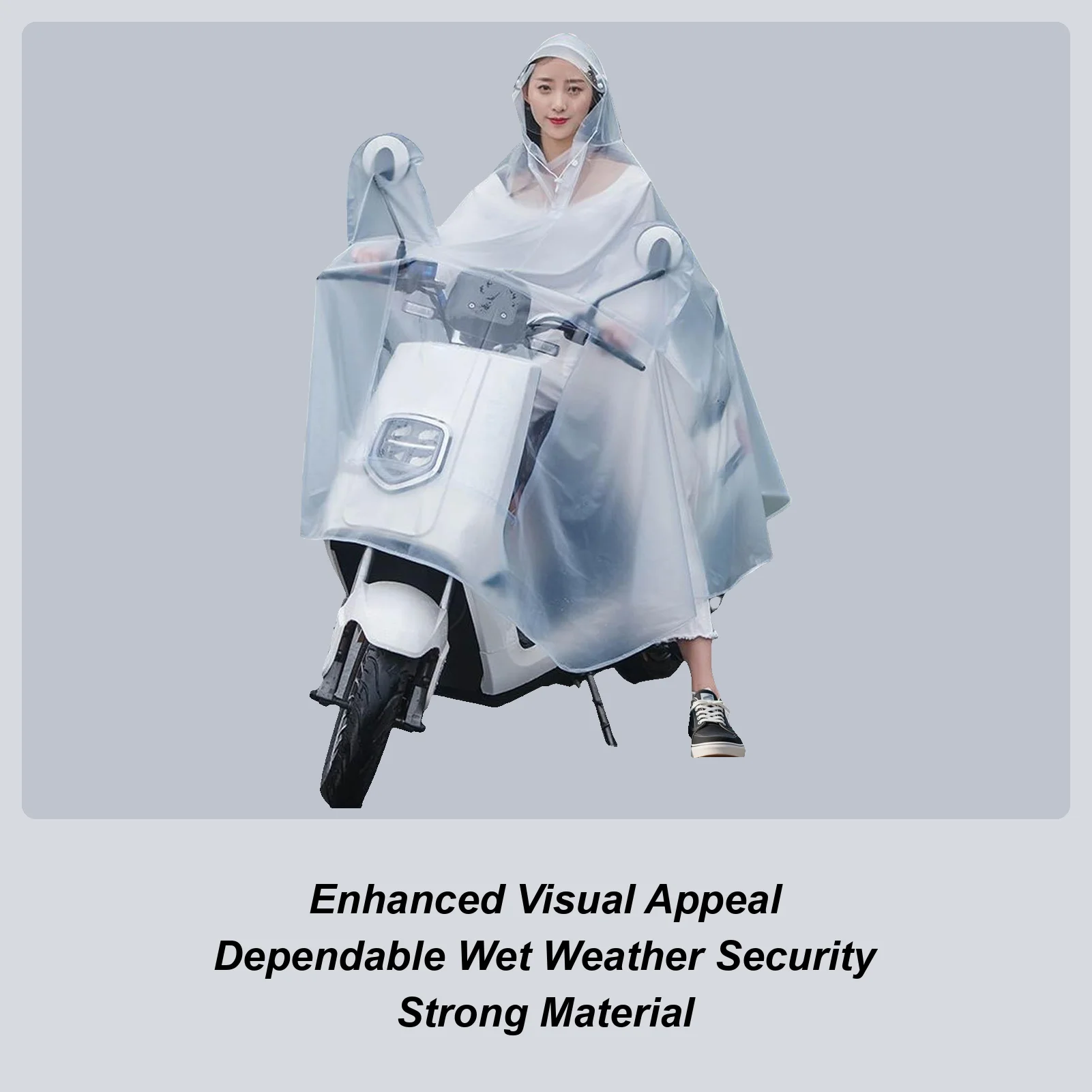 

Bike Poncho Biking Rain Cape With Hood Clear Reusable Lightweight Waterproof Raincoat For Motorbike Outdoor Cycling Travel Women