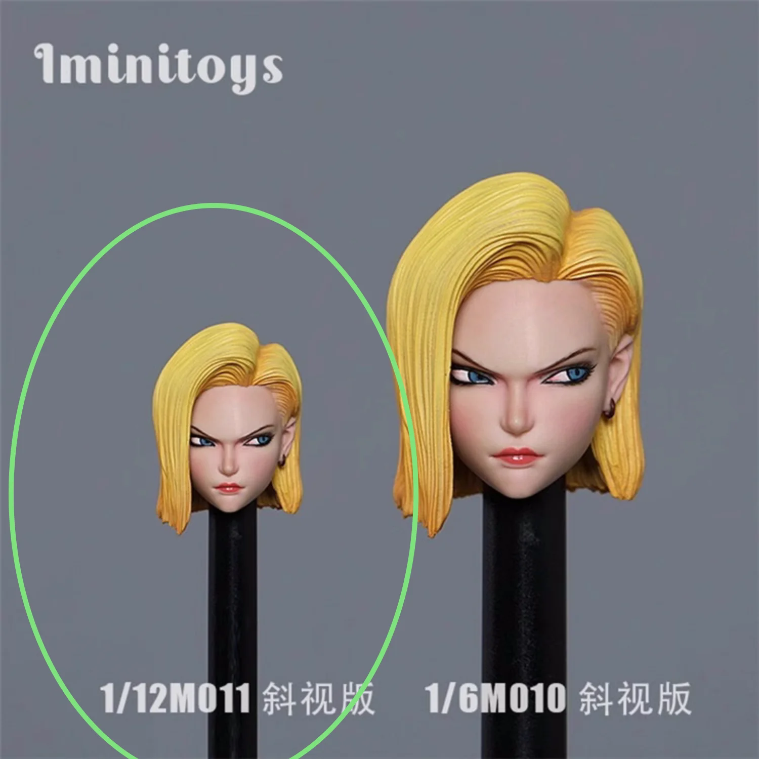 Look Sideways Android 18 Head Carved Model 1/12 Scale Fit 6'' Action Figure