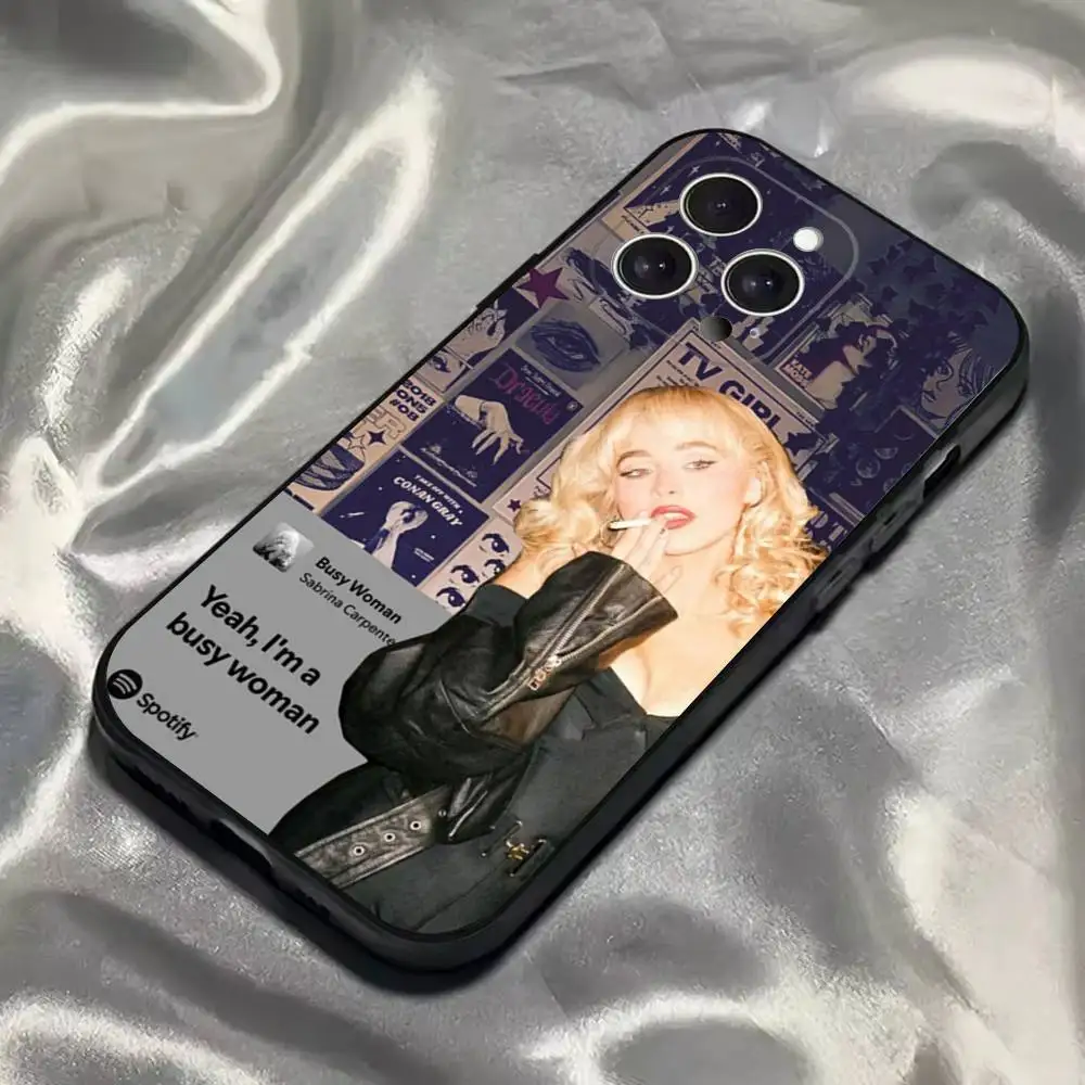حافظة هاتف Sabrina Carpenter Short n Sweet لهاتف iPhone 16,15,14,13,12,11,Pro,Max,Plus,X,XS,SE4,E,Mini,Soft Black Case #3